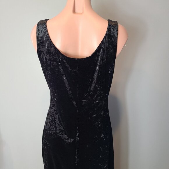 Vintage Crushed Velvet Maxi Dress Size Medium Whimsigoth 1920s Holiday 90s - Picture 5 of 10